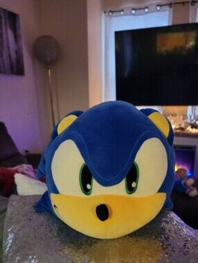 Blue & Yellow Sonic Plush Pillow - Video Game Character Cushion
